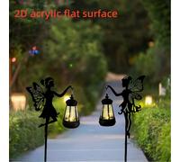 2 pezzi Set di decorazioni da giardino all'aperto in acrilico piatto 2D, resistente all'acqua e alla ruggine, 1 lanterna sagoma di fata, ornamento da esterno, arte per cortile, stile moderno, senza el