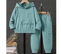 2 pezzi Set di felpa con cappuccio e pantaloni casual per ragazzo con stampa 3D a dinosauro, primavera/autunno 6Y,7Y,4Y,5Y,2-3YFumetto,LetterePoliestere
