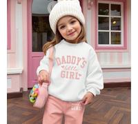 2 pezzi Set di felpa e pantaloni con grafica "Daddy's Little Girl", morbido e confortevole outfit casual per bambine, adatto per autunno/inverno 6-9M,9-12M,12-18M,18-24M,2-3YGeometrico,LettereTessuto 