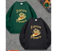 2 pezzi Set di felpe con grafica Espresso Patronum di Harry Potter, in cotone con fodera in pile, oversize, con stampa a tema caffè e magia, magliette girocollo da donna L,M,S,XL,XSFumetto,Lettere,slo