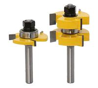 2 pezzi Set di frese per scanalature e lingue, set di punte per fresa a T, codolo da 8 mm, set di frese per fresatrice per macchina CNC di incisione e rifinitura per lavorazione del legno DIY