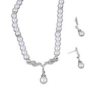 2 Pezzi Set di Gioielli da Sposa da Sposa Orecchini per la Collana di Lussuosa Perla in Set per Il Regalo del Festival del Banchetto da Donna