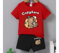 2 pezzi, set di maglietta a maniche corte con stampa di simpatico lama/alpaca e slogan e pantaloncini per bambini piccoli, abbinati per fratelli (set di 2 venduti separatamente) 6-9M,9-12M,12-18M,18-2