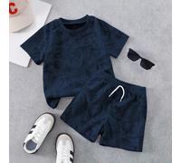 2 pezzi Set di maglietta a tinta unita e pantaloncini casual per bambini/bambini piccoli, adatto per uso quotidiano, scuola, viaggio, attività all'aperto, stagione estiva 6-9M,9-12M,12-18M,18-24M,2-3Y
