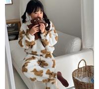 2 pezzi Set di pantaloni e top a maniche lunghe con collo a giro e stampa all-over soffice per ragazze adolescenti 8Y,9Y,10Y,11Y,12YPoliestere