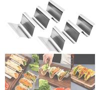 2 Pezzi Set di Porta Tacos, 25×10 cm Supporto per Taco, Supporti per Taco in Acciaio Inox, Porta Taco con Manici, Forno, Grill e Lavabile in Lavastoviglie, per Conservare Tacos, Pane e Frittelle