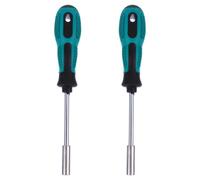 2 Pezzi Set di Punte per Cacciavite Esagonale 6,35mm Manico Verde | Acciaio e Plastica, Impugnatura Antiscivolo Foro per Appenderlo, per Elettronica, Computer, Casa e Auto