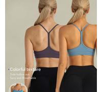 2 pezzi Set di reggiseni sportivi da donna, reggiseno da yoga con spalline rimovibili e imbottitura, stile minimalista con schiena a racer back L,M,S,XL,XSColore unicoTessuto
