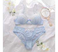 2 pezzi Set di reggiseno e slip in pizzo e rete, con buon sostegno, effetto sollevamento e modellante, lingerie femminile carina e affascinante L,M,S,XLPianteTessuto