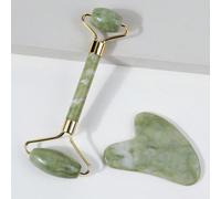 2 pezzi Set di rulli da massaggio in resina - Rullo da massaggio a doppia testina + Tavoletta Gua Sha per massaggio, massaggio di occhi e viso, strumenti per massaggio facciale, confezione in busta AB