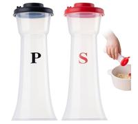 2 pezzi/set di shaker di sale e pepe di plastica con coperchi, shaker di sale e pepe a prova di classino, distributore di barattoli per spezie trasparenti per il pranzo in cucina all'aperto, barattol