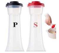 2 pezzi/set di shaker di sale e pepe di plastica con coperchi, shaker di sale e pepe prova di clessidra, distributore di barattoli per spezie trasparenti per il pranzo della cucina all'aperto set