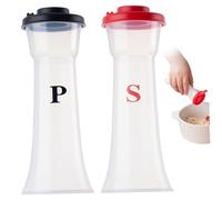 2 pezzi/set di shaker di sale e pepe in plastica con coperchi, shaker di sale e pepe a prova di clessidra, distributore di barattoli per spezie trasparenti per il campeggio per il pranzo della cucina