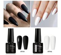 2 pezzi Set di smalto gel nero e bianco, lunga durata, senza piombo, senza HEMA TPO, 7ml colore classico, smalto gel semi-permanente da soak off UV, per decorazione fai-da-te, kit di smalto gel per ma
