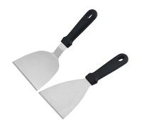 2 Pezzi Set di Spatole da Cuc in incciaio Inox per Piastra e Grill | Strumento Professionale, Uso Versatile e Resistente al Calore, Finitura Argento, per Bistecche, Uova e Ravioli