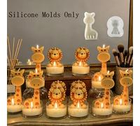 2 pezzi Set di stampi in silicone a forma di giraffa e leone piatto, per fai da te in resina, gesso, candele, decorazioni per la casa, regali fatti a mano, regali per le feste, decorazioni per feste, 