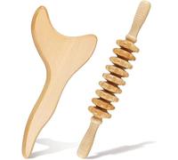 2 pezzi/set di strumenti di massaggio for la terapia del legno for il drenaggio linfatico e il sollievo del corpo multiuso|Strumento Gua Sha e rullo anticellulite