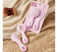 2 pezzi Set di strumenti per la cura del neonato, spazzola e pettine con motivo a coniglietto rosa in stile pastorale Tagli UnicaPolipropilene