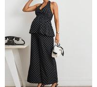 2 pezzi Set di top con stampa a pois e pantaloni a gamba larga con vita regolabile per maternità, adatto per feste, servizi fotografici, estate, stile anni '60 L,M,S,XL,XS,XXL,XXS,XXXL,XXXXLGeometrico