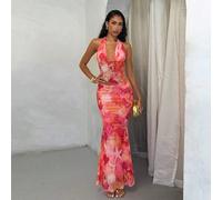 2 pezzi set estivo da donna, top corto con collo ad aletta e lacci, gonna asimmetrica con volant, colori corallo, rosa, elementi , stampe floreali casuali, abbigliamento autunnale da donna, back to sc