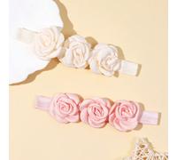 2 pezzi/set Fasce per capelli con fiori di rosa carini per neonate, adatte per uso quotidiano e festival, primavera/estate Tagli UnicaPiantePoliammide
