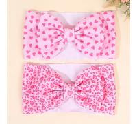 2 pezzi/set Fascia per capelli con stampa a cuore per la Festa della Mamma, in materiale in nylon traspirante e confortevole, accessori per capelli alla moda adatti per bambini, neonati, regali per fe