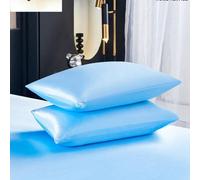 2 pezzi/Set Federe per cuscino in raso di seta premium colore blu pastello, morbide e traspiranti, senza grinze, migliori per capelli e pelle durante il sonno, federe per cuscino senza imbottitura, lu