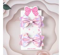 2 pezzi/set Fermagli per capelli a fiocco iridescenti e laser, accessori per frangia in stile coreano per studenti GraficoAcciaio inossidabile