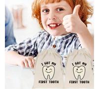 2 pezzi/set "Ho perso il mio primo dente" borsa in tela e bustina per la fatina dei denti, sacchetto per conservare i denti da latte unisex per bambini, articoli per ricordare la crescita Tagli UnicaP