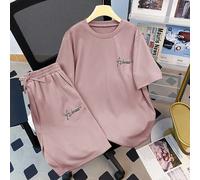 2 pezzi/set Maglietta a maniche corte e pantaloncini casual versatili e comodi per ragazzi adolescenti, con stampa di lettere di alto valore, stile casual urbano 14Y,13Y,16Y,15YLetterePoliestere