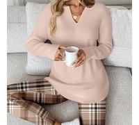 2 pezzi/set Maglietta a maniche lunghe e leggings da donna, completo per lavorare da casa in autunno/inverno, set da 2 pezzi per il tempo libero, abbigliamento casual da donna per la colazione L,M,S,X