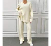 2 Pezzi/set Maglione A Collo A Rivolta A Tinta Unita E Completo Di Pantaloni Lunghi L,M,SColore unicoTessuto in maglia