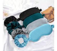 2 pezzi/Set Maschera per gli occhi e Scrunchie in raso, Oscurante e Non Compressiva, Scuola, Ritorno a Scuola, Viaggio, Elementi Essenziali da Viaggio, Elementi Essenziali per la Casa, Maschera per gl