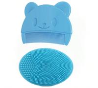 2 pezzi/Set necessaire per bimbi con spazzola e pettine in silicone, scrub per cuoio capelluto contro la crosta lattea e districante per i capelli Set blu (spazzola shampoo*pettine escrementi orso),Un