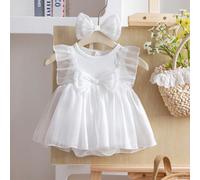 2 pezzi Set neonata composto da body senza maniche in rete e fascia per capelli, stile principessa, adatto per l'estate 6-9M,9-12M,12-18M,1-3M,3-6MColore unicoPoliestere