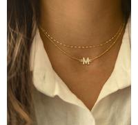 2 pezzi/set Nuova collana con pendente a lettera, catena di perline in acciaio inossidabile, set per donna L,M,S,H,A,T,O,X,B,C,D,E,F,G,I,J,K,N,P,Q,R,U,V,W,Y,ZAcciaio inossidabile