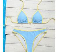 2 pezzi/set Nuovo costume da bagno estivo con top a contrasto con decorazione a margherita e slip a vita bassa elasticizzati, stile fresco da spiaggia per vacanze, set da bagno da donna L,M,S,XSBlocch