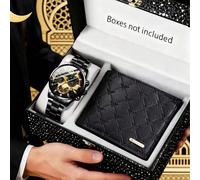 2 pezzi/set Orologio al quarzo da uomo con quadrante rotondo, stile casual elegante e portafoglio minimalista, regalo perfetto per il fidanzato, la famiglia, occasioni come San Valentino, Capodanno, c