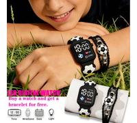 2 pezzi/Set Orologio digitale a forma di cuore LED quadrato per bambini e bambine, orologio da polso stile sportivo da calcio, orologio economico per il ritorno a scuola, forniture scolastiche alla mo