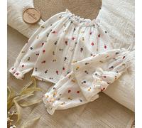 2 pezzi/set Outfit casual da ragazza in misto cotone e lino, con maglietta a maniche lunghe e pantaloni, motivo floreale ditsy, stile campagnolo, adatto per primavera/autunno 6Y,7Y,4Y,5YGeometricoTess