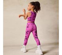2 pezzi/set Outfit da yoga per ragazze con canotta e leggings a stampa tie-dye, completo coordinato, per il ritorno a scuola 6Y,7Y,4Y,5Ystampa dappertuttoTessuto