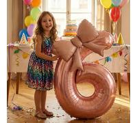 2 pezzi/set Palloncini in foil rosa grandi, palloncini in foil con fiocco opaco per numero, per feste di compleanno di ragazze, eventi all'aperto, celebrazioni di anniversari, decorazioni e sfondi per