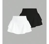 2 pezzi/set Pantaloncini e leggings casual anti-abbagliamento per ragazze adolescenti, nero e bianco 14Y,12Y,13Y,16Y,15YColore unicoPoliestere