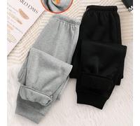 2 pezzi/Set Pantaloni jogger comodi e casual a vita media per ragazzi pre-adolescenti 8Y,9Y,10Y,11Y,12YColore unicoTessuto