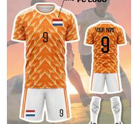 2 pezzi Set personalizzato di maglia da calcio retrò olandese per la casa (maglietta e pantaloncini), outfit sportivo estivo da uomo L,M,S,XL,XS,XXLTessuto in maglia