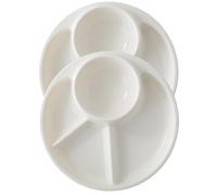 2 Pezzi Set Piatti Piani Divisi, 23cm Piatto Piano in Plastica con 4 Scomparti Piatti per Cena Riutilizzabili, Piatti per Bambini Adultes, Piatto Dieta, Adatti al Microonde e Alla Lavastoviglie