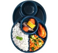 2 Pezzi Set Piatti Piani Divisi, 23cm Piatto Piano in Plastica con 6 Scomparti Piatti per Cena Riutilizzabili, Piatti per Bambini Adultes, Piatto Dieta, Adatti al Microonde e Alla Lavastoviglie