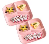 2 Pezzi Set Piatti Piani Divisi, Piatto Piano in Plastica con 3 Scomparti Piatti per Cena Riutilizzabili, Piatti per Bambini Adultes, Piatto Dieta, Adatti al Microonde e Alla Lavastoviglie