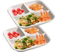 2 Pezzi Set Piatti Piani Divisi, Piatto Piano in Plastica con 3 Scomparti Piatti per Cena Riutilizzabili, Piatti per Bambini Adultes, Piatto Dieta, Adatti al Microonde e Alla Lavastoviglie