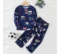 2 pezzi/Set Pigiama a maniche lunghe per bambini maschi, strato base sottile per il sonno per bambini di età compresa tra 4-12 anni, autunno/inverno 6Y,7Y,8Y,9Y,10Y,4Y,5YGeometrico,Grafico,LettereTess